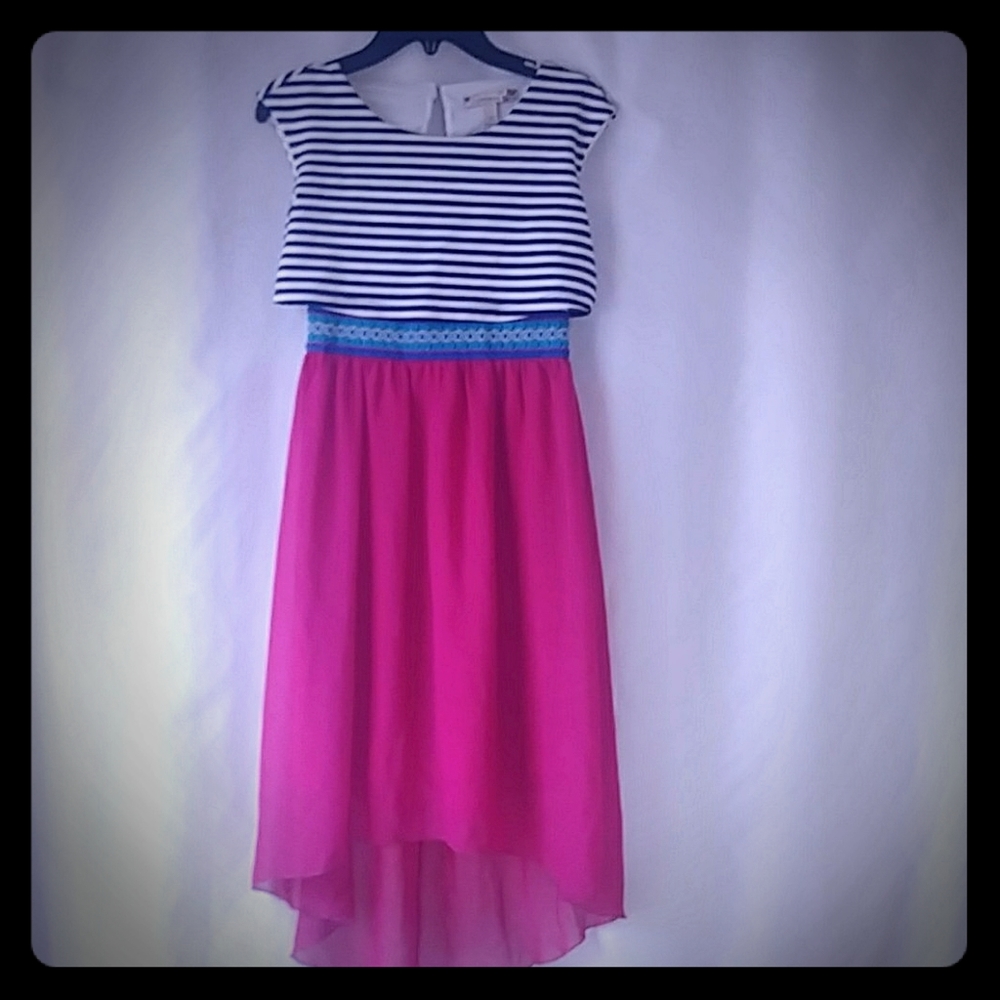 Stripped dress with pink bottom